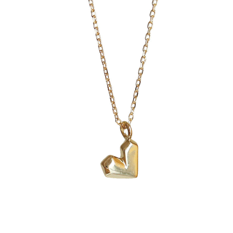 Wholesale Geometric Faceted Heart Pendant Copper Necklace